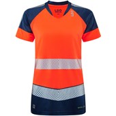 Leo Workwear Lorna Orange/Navy EcoViz Performance Dual Colour Women's Hi Vis T-Shirt