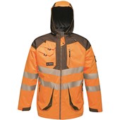 Regatta TRA340 Tactical Orange Hi Vis Waterproof Fleece Lined Parka Jacket