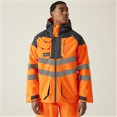 Regatta TRA340 Tactical Orange Hi Vis Waterproof Fleece Lined Parka Jacket