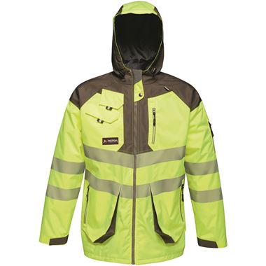 Regatta TRA340 Tactical Yellow Hi Vis Waterproof Fleece Lined Parka Jacket