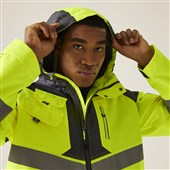 Regatta TRA340 Tactical Yellow Hi Vis Waterproof Fleece Lined Parka Jacket