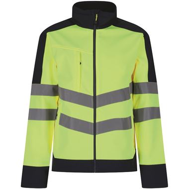 Regatta TRA625 Pro Yellow/Navy Two Tone Hi Vis Softshell Jacket (3L)