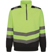 Regatta TRF670 Pro Yellow/Navy Two Tone Hi Vis 1/4 Zip Sweat Top