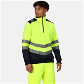 Regatta TRF670 Pro Yellow/Navy Two Tone Hi Vis 1/4 Zip Sweat Top