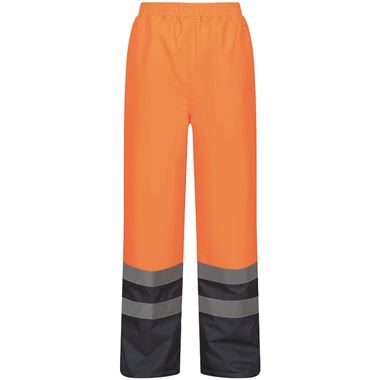 Regatta TRJ523 Pro Orange/Navy Two Tone Waterproof Padded Hi Vis Trouser