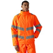 Regatta TRW457 Pro Contract Dover Orange Waterproof Padded Fleece Lined Hi Vis Jacket