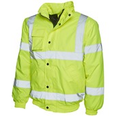 Uneek UC804 Yellow Padded Waterproof Hi Vis Bomber Jacket