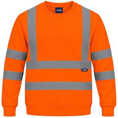 Uneek UC813 Rail Orange Hi Vis Crew Neck Sweatshirt