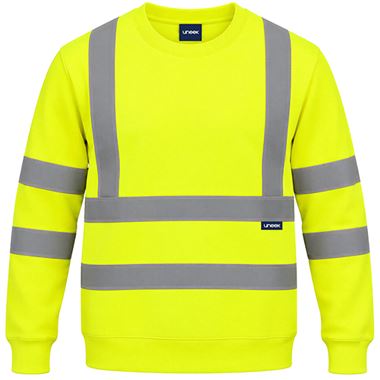 Uneek UC813 Yellow Hi Vis Crew Neck Sweatshirt
