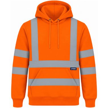 Uneek UC814 Rail Orange Hi Vis Hooded Sweatshirt