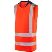 Leo Workwear Bradwell Rail Orange EcoViz Performance Sleeveless Hi Vis T-Shirt