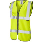 Leo Workwear Rumsam Yellow EcoViz Zip Front ID Pocket Hi Vis Vest
