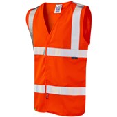 Leo Workwear Milford Rail Orange EcoViz Limited Fire Spread Hi Vis Vest