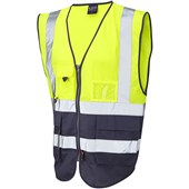 Leo Workwear Lynton W11 Two Tone EcoViz Zipped Hi Vis Superior Waistcoat