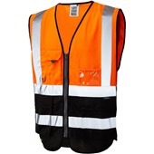 Leo Workwear Lynton W11 Zipped Two Tone Hi Vis Superior Waistcoat