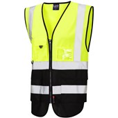 Leo Workwear Lynton W11 Zipped Two Tone Hi Vis Superior Waistcoat