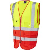 Leo Workwear Lynton W11 Zipped Two Tone Hi Vis Superior Waistcoat