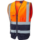 Leo Workwear Lynton W11 Zipped Two Tone Hi Vis Superior Waistcoat