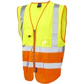 Leo Workwear Lynton W11 Zipped Two Tone Hi Vis Superior Waistcoat