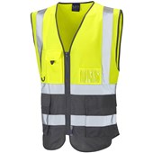 Leo Workwear Lynton W11 Zipped Two Tone Hi Vis Superior Waistcoat