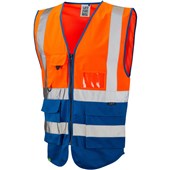 Leo Workwear Lynton W11 Zipped Two Tone Hi Vis Superior Waistcoat