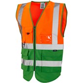 Leo Workwear Lynton W11 Zipped Two Tone Hi Vis Superior Waistcoat