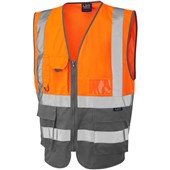 Leo Workwear Lynton W11 Zipped Two Tone Hi Vis Superior Waistcoat