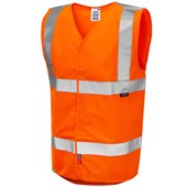Leo Workwear Clifton Rail Orange EcoViz Limited Fire Spread & Anti Static Hi Vis Vest