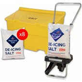 Winter Safety Starter Kit - Grit Bin with 8 x 25kg White De-icing Salt and Optio Salt Spreader