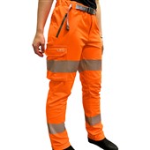 Leo Workwear Starcross Orange EcoViz Stretch Women's Hi Vis Work Trouser 