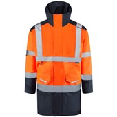 Leo Workwear Tawstock Rail Orange EcoViz 4K Baffle Lined Waterproof Hi Vis Jacket