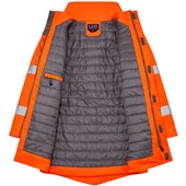 Leo Workwear Tawstock Rail Orange EcoViz 4K Baffle Lined Waterproof Hi Vis Jacket