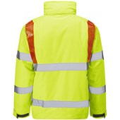 Leo Workwear Portmore Yellow EcoViz 4K Waterproof Baffle Lined Orange Brace Superior Hi Vis Bomber Jacket