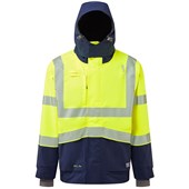 Leo Workwear Dartmoor Yellow EcoViz 15K Mesh Lined Waterproof Breathable Hi Vis Bomber Jacket