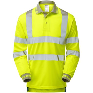 Pulsar P458-R Yellow GRS Recycled Hi Vis Long Sleeve Polo Shirt