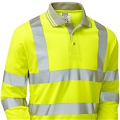 Pulsar P458-R Yellow GRS Recycled Hi Vis Long Sleeve Polo Shirt