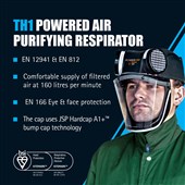 JSP Powercap Active IP Powered Respirator TH1P Dust Protection CAE602-941-100 Impact Visor