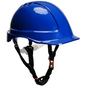 Portwest PH55 Endurance Safety Helmet with Deluxe Chin Strap - Vented Slip Ratchet Short Peak