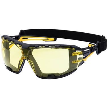 Portwest PR02 Anthracite Wraparound Plus Safety Glasses with Head Strap - Anti Scratch & Anti Fog
