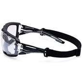 Portwest PR02 Anthracite Wraparound Plus Safety Glasses with Head Strap - Anti Scratch & Anti Fog