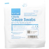 Sterile Gauze Swab Dressings - Pack of 5 (5cm x 5cm 8ply)