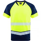 Leo Workwear Forda Yellow/Navy EcoViz Performance+ Hi Vis T-Shirt