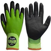 TraffiGlove TG5570 X-DURA Cut F Nitrile/Latex Fully Coated Thermal Water Resistant Green Gloves - 10g