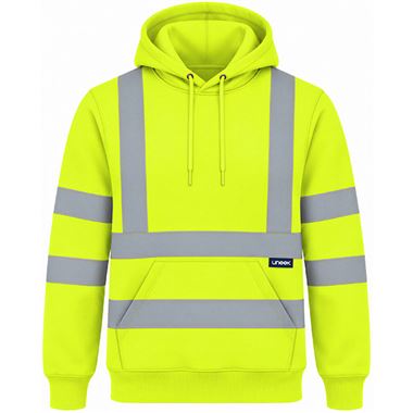 Uneek UC814 Yellow Hi Vis Hooded Sweatshirt