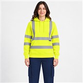 Uneek UC814 Yellow Hi Vis Hooded Sweatshirt